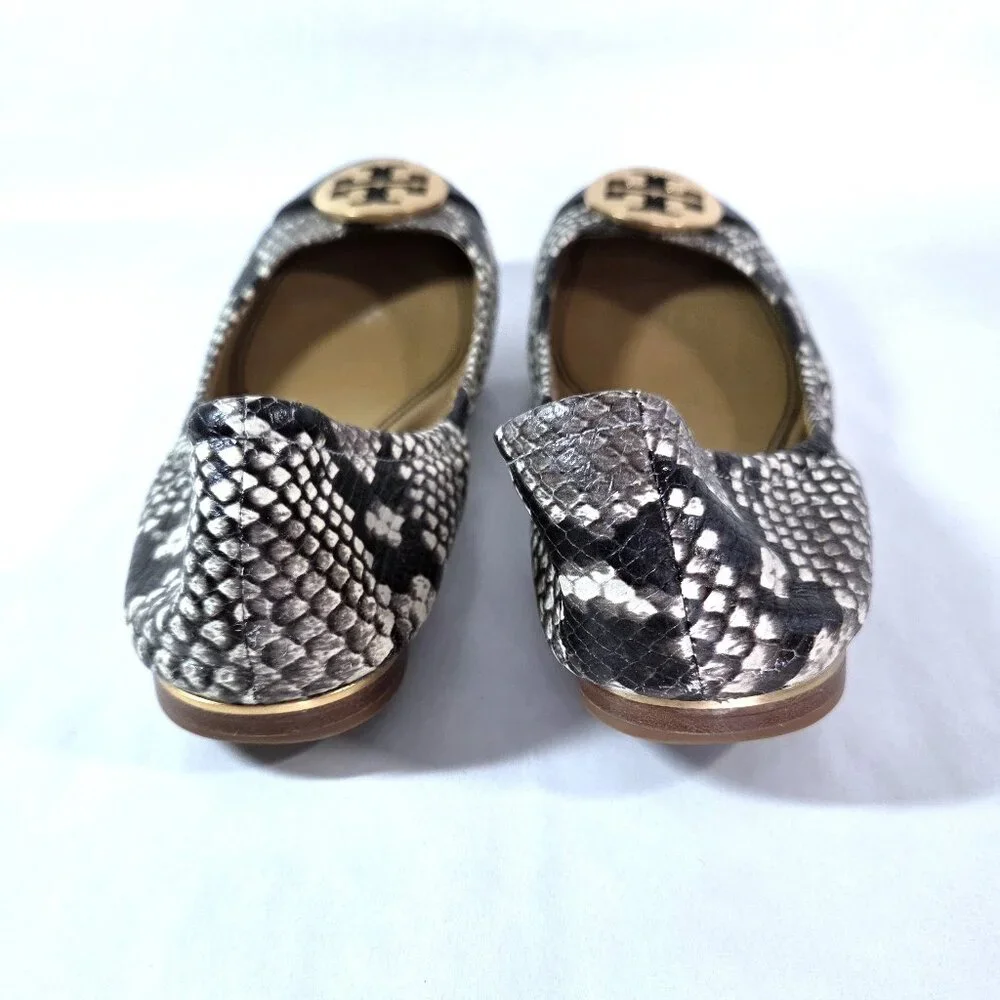 Tory Burch Snakeskin Print Leather Ballet Flats Size 8.5